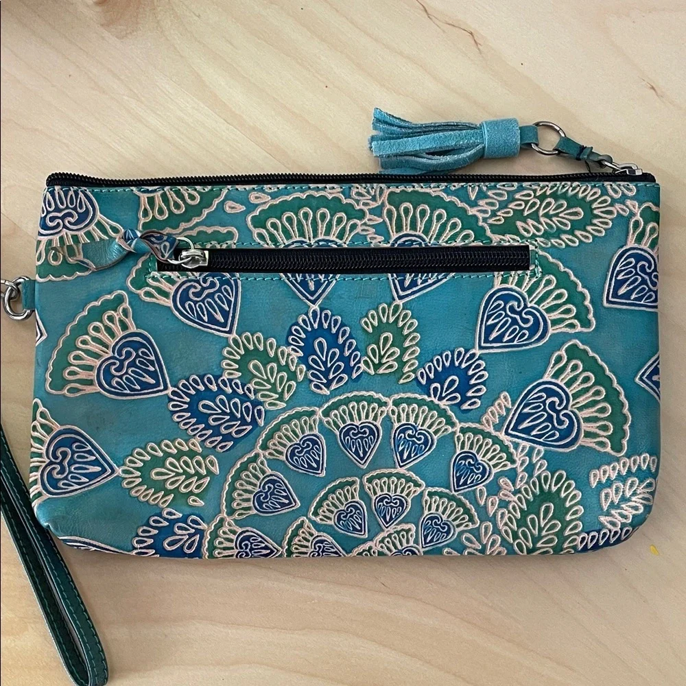 Teal and Navy Patterned Clutch padded